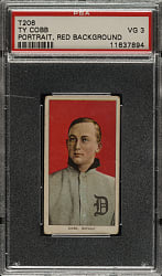 1909-1911 T206 White Border Ty Cobb Portrait Red Background PSA VG 3