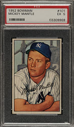 1952 Bowman #101 Mickey Mantle PSA EX 5