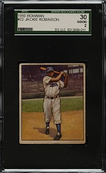 1950 Bowman #22 Jackie Robinson SGC GOOD 30