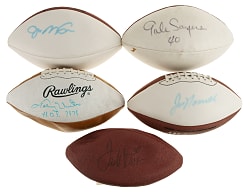 Signed Hall of Fame Football Collection (5) Including Namath, Sayers, and Unitas