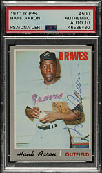 Signed 1970 Topps #500 Hank Aaron PSA/DNA GEM MINT 10