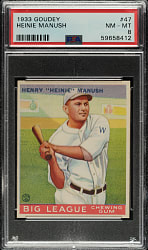 1933 R319 Goudey #47 Heinie Manush PSA NM-MT 8 - Highest Graded!