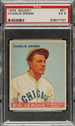 1933 R319 Goudey #51 Charlie Grimm PSA EX 5