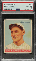 1933 R319 Goudey #52 Andy Cohen PSA EX-MT 6