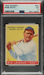 1933 R319 Goudey #53 Babe Ruth PSA EX 5