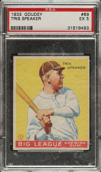 1933 R319 Goudey #89 Tris Speaker PSA EX 5