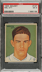 1933 R319 Goudey #127 Mel Ott PSA EX 5