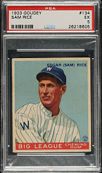 1933 R319 Goudey #134 Sam Rice PSA EX 5