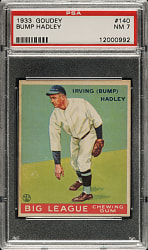 1933 R319 Goudey #140 Bump Hadley PSA NM 7