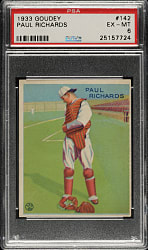 1933 R319 Goudey #142 Paul Richards PSA EX-MT 6