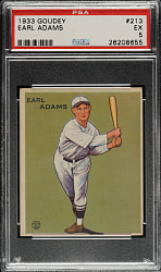 1933 R319 Goudey #213 Earl Adams PSA EX 5
