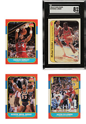 1986-1987 Fleer Basketball Near-Complete Set (131/132) Plus Complete Sticker Set (11)