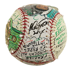 Joe Frazier Single-Signed Mixed-Media Art Baseball by Charles Fazzino - JSA