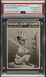 Signed 1969 Topps Bowie Kuhn #1 Bowie Kuhn PSA/DNA GEM MINT 10
