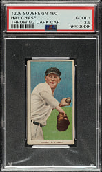 1909-1911 T206 White Border Hal Chase Throwing Dark Cap PSA GOOD+ 2.5 - Sovereign 460 Back