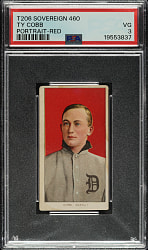 1909-1911 T206 White Border Ty Cobb Portrait Red Background PSA VG 3 - Sovereign 460 Back