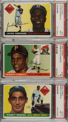 1955 Topps Complete Set (206) with 36 Graded Cards Including #123 Sandy Koufax Rookie PSA NM 7 and #164 Roberto Clemente Rookie PSA EX 5