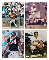 Baseball, Football, and Basketball Signed Photograph and Magazine-Page Collection (49) Including Jim Brown and Willie Mays