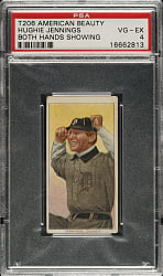 1909-1911 T206 White Border Hughie Jennings Both Hands Showing PSA VG-EX 4 - American Beauty 460 Back