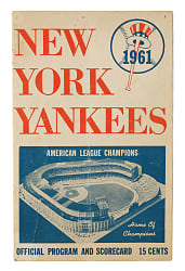 October 1, 1961 New York Yankees (vs. Boston Red Sox) Program - Roger Maris Home Run #61