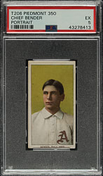 1909-1911 T206 White Border Chief Bender Portrait PSA EX 5