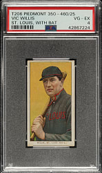 1909-1911 T206 White Border Vic Willis with Bat PSA VG-EX 4