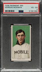 1909-1911 T206 White Border Gordon Hickman Southern Leaguer PSA VG-EX 4