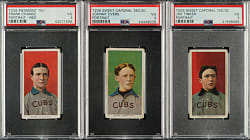 1909-1911 T206 White Border Joe Tinker, Johnny Evers, and Frank Chance Portrait PSA VG 3 Trio