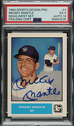 Signed 1984 Sports Design Product Doug West Set #4 Mickey Mantle PSA EX 5 with GEM MINT 10 Signature
