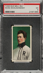 1909-1911 T206 White Border Shag Shaughnessy Southern Leaguer PSA EX 5 - Old Mill Back