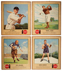 1947 Coca-Cola Advertising Display Near-Complete Set (9/10) Including Ty Cobb
