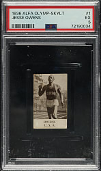 1936 Alfa Olymp-Skylt #1 Jesse Owens Rookie PSA EX 5