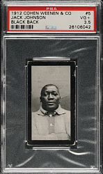 1912 Cohen, Weenen & Co. "Famous Boxers" Jack Johnson Black Back PSA VG+ 3.5