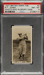 1927 British American Tobacco "Who's Who In Sport" #2 Bobby Jones PSA NM-MT 8