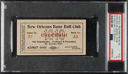 1910 New Orleans Pelicans Full Ticket PSA EX 5 - Shoeless Joe Jackson on Team