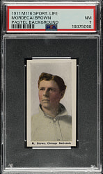 1910-1911 M116 Sporting Life Mordecai Brown Pastel Background PSA NM 7 - 1 of 3 - Highest Graded!