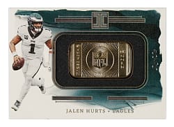 2023 Panini Impeccable Gold NFL Shield Football #SS-JH Jalen Hurts #1/1