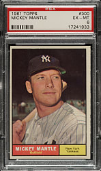 1961 Topps #300 Mickey Mantle PSA EX-MT 6