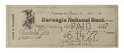 1927 Honus Wagner Signed Check - JSA