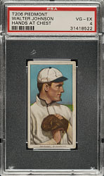 1909-1911 T206 White Border Walter Johnson Hands at Chest PSA VG-EX 4