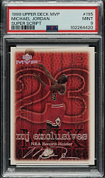 1999-2000 Upper Deck MVP Basketball #195 Michael Jordan Super Script #6/25 PSA MINT 9 - Highest Graded!
