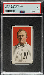 1909-1911 T206 White Border Bud Sharpe PSA VG 3 - Extremely Rare "Shappe" Variation