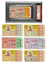 1958 New York Yankees vs. Milwaukee Braves World Series Ticket Stub Complete Run (7) Including One PSA-Graded Ticket