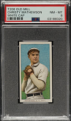1909-1911 T206 White Border Christy Mathewson White Cap PSA NM-MT 8 - Old Mill Back - 1 of 1 - Highest Graded!