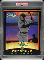 2016 Bowman Chrome 2001 Rookie Japanese Jumbo Autograph #351 Ichiro Suzuki Orange Refractor #22/25 PSA/DNA GEM MINT 10