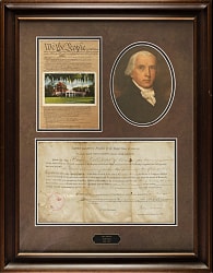 1814 James Madison Signed Land Grant - Signed as President - JSA