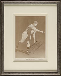 Walter Johnson Signed M114 Baseball Magazine Premium in Framed Display - JSA