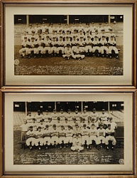 1949 New York Yankees and Brooklyn Dodgers Oversized Team Photograph Pair with Robinson, Campanella, Reese, DiMaggio, and Berra