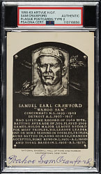 Twice-Signed 1956-1963 Artvue (Type 2) Black-and-White Hall of Fame Postcard Sam Crawford - PSA/DNA