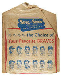 Circa 1954 Spic and Span Dry Cleaners Advertising Bag Featuring Milwaukee Braves Including Warren Spahn